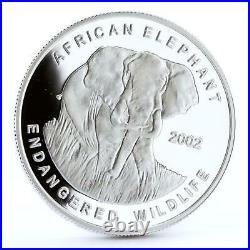 Ghana 500 sika Endangered Wildlife series African Elephant silver coin 2002
