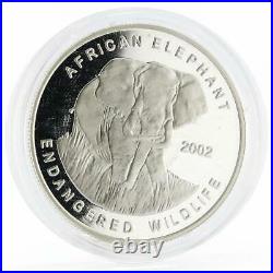 Ghana 500 sika Endangered Wildlife series African Elephant silver coin 2002