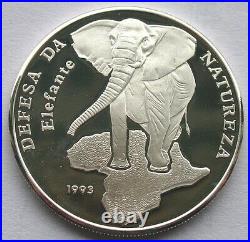 Guinea Bissau 1993 Elephant 10000 Pesos Silver Coin, Proof