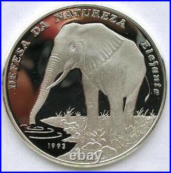 Guinea Bissau 1993 Elephant 20000 Pesos Silver Coin, Proof