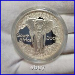 HUGE 2002 South Africa 50 CENTS Elephant 2 oz SILVER Proof Coin BIG FIVE 50C