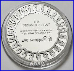 INDIAN ELEPHANT GOOD LUCK SYMBOL Franklin Mint STERLING SILVER COIN