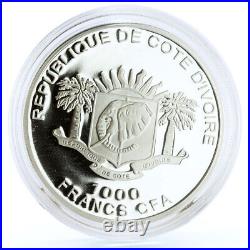 Ivory Coast 1000 francs Ancient Animals Mammoth Elephant Fauna silver coin 2010