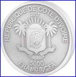 Ivory Coast 2017 5,000 Francs Big Five Elephant High Relief 5oz Silver Coin