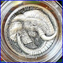 Ivory Coast 2017 Big Five Mauquoy Haut ELEPHANT Antique Finish Silver Coin