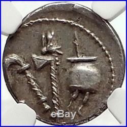 JULIUS CAESAR 49BC Elephant Serpent Ancient SILVER Roman Coin NGC Ch AU