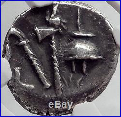 JULIUS CAESAR 49BC Elephant Serpent Authentic Ancient SILVER Roman Coin NGC chXF