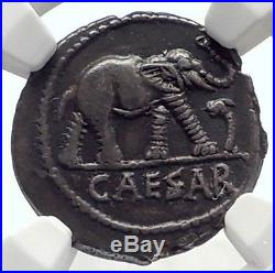 JULIUS CAESAR Authentic Ancient 49BC Silver Coin w ELEPHANT NGC Certified i71713