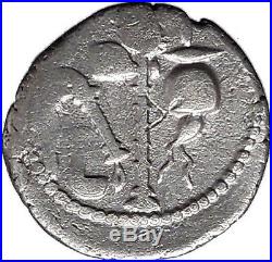 JULIUS CAESAR Elephant Serpent 49BC Authentic Ancient Silver Roman Coin i47254