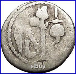 JULIUS CAESAR Elephant Serpent 49BC Authentic Ancient Silver Roman Coin i52552