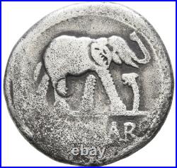 Julius Caesar (49-44 BC) Roman AR silver denarius coin Elephant & Snake Sear 9