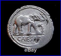 Julius Caesar 49-48 BC Stunning Rare Denarius. War Elephant. Roman Silver Coin