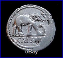 Julius Caesar 49-48 BC Stunning Rare Denarius. War Elephant. Roman Silver Coin