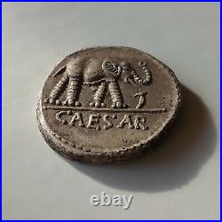 Julius Caesar AR Denarius Silver Coin Elephant