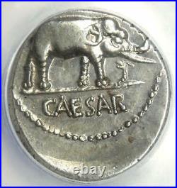 Julius Caesar AR Denarius Silver Elephant Coin 49 BC Certified ANACS AU50