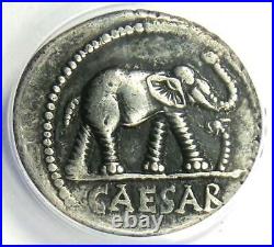 Julius Caesar AR Denarius Silver Elephant Coin 49 BC Certified ANACS XF45 (EF)