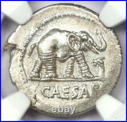 Julius Caesar AR Denarius Silver Elephant Coin 49 BC Certified NGC Choice AU