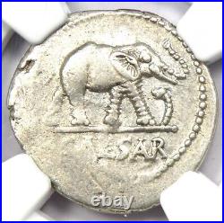 Julius Caesar AR Denarius Silver Elephant Coin 49 BC Certified NGC Choice VF