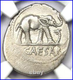 Julius Caesar AR Denarius Silver Elephant Coin 49 BC Certified NGC Choice VF