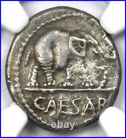 Julius Caesar AR Denarius Silver Elephant Coin 49 BC Certified NGC Choice VF