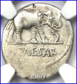 Julius Caesar AR Denarius Silver Elephant Coin 49 BC Certified NGC Choice VF