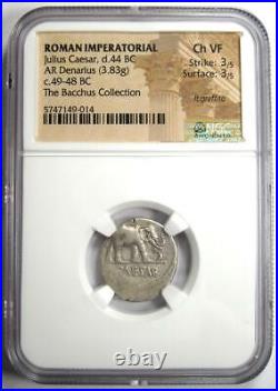 Julius Caesar AR Denarius Silver Elephant Coin 49 BC Certified NGC Choice VF