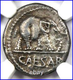 Julius Caesar AR Denarius Silver Elephant Coin 49 BC Certified NGC Choice VF