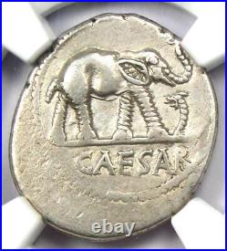 Julius Caesar AR Denarius Silver Elephant Coin 49 BC Certified NGC Choice VF