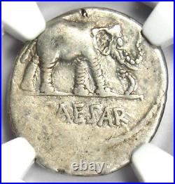 Julius Caesar AR Denarius Silver Elephant Coin 49 BC Certified NGC Choice VF