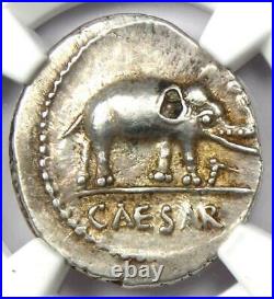 Julius Caesar AR Denarius Silver Elephant Coin 49 BC Certified NGC Choice XF