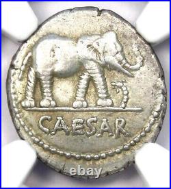 Julius Caesar AR Denarius Silver Elephant Coin 49 BC Certified NGC Choice XF