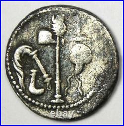 Julius Caesar AR Denarius Silver Elephant Coin 49 BC Good Fine / VF