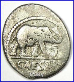 Julius Caesar AR Denarius Silver Elephant Coin 49 BC Good Fine / VF Rare