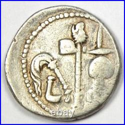 Julius Caesar AR Denarius Silver Elephant Coin 49 BC Good VF (Very Fine)