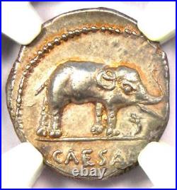 Julius Caesar AR Denarius Silver Elephant Coin 49 BC NGC Choice AU 5/5 Surface