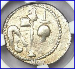 Julius Caesar AR Denarius Silver Elephant Coin 49 BC NGC VF 5/5 Strike