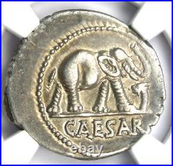 Julius Caesar AR Denarius Silver Elephant Coin 49 BC NGC XF (EF) 5/5 Strike