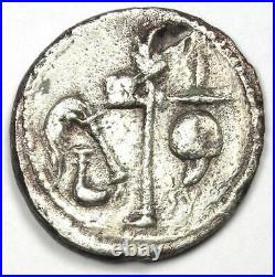Julius Caesar AR Denarius Silver Elephant Coin 49 BC VF Details (Very Fine)