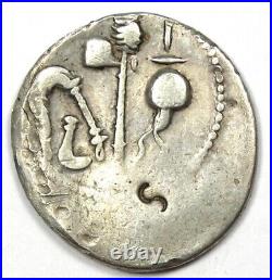 Julius Caesar AR Denarius Silver Elephant Coin 49 BC VF (Very Fine)