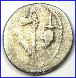 Julius Caesar AR Denarius Silver Elephant Coin 49 BC VF (Very Fine)