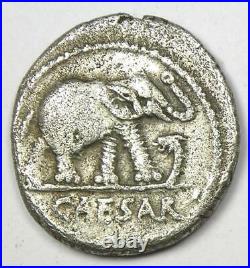 Julius Caesar AR Denarius Silver Elephant Coin 49 BC VF (Very Fine) Rare