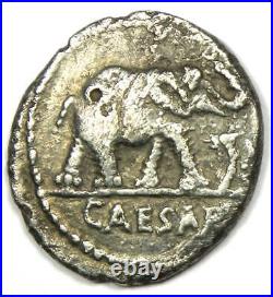 Julius Caesar AR Denarius Silver Elephant Coin 49 BC VF (Very Fine) Rare