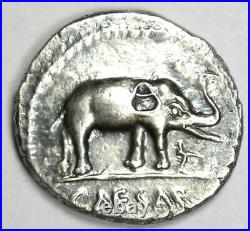 Julius Caesar AR Denarius Silver Elephant Coin 49 BC VF / XF Details