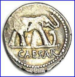 Julius Caesar AR Denarius Silver Elephant Coin 49 BC VF / XF Details