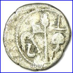 Julius Caesar AR Denarius Silver Elephant Coin 49 BC VG / Fine Details