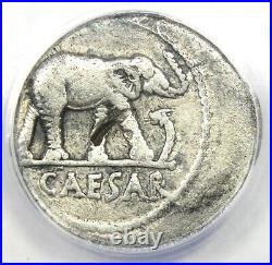 Julius Caesar AR Denarius Silver Elephant Roman Coin 49 BC. Certified ANACS VF20