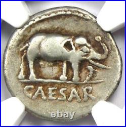 Julius Caesar AR Denarius Silver Elephant Roman Coin 49 BC Certified NGC VF