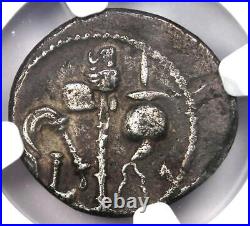 Julius Caesar AR Denarius Silver Elephant Roman Coin 49 BC Certified NGC XF EF