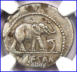 Julius Caesar AR Denarius Silver Elephant Roman Coin 49 BC NGC Choice VF
