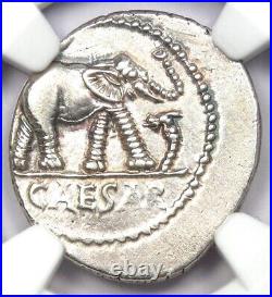 Julius Caesar AR Denarius Silver Elephant Roman Coin 49 BC NGC Choice XF (EF)